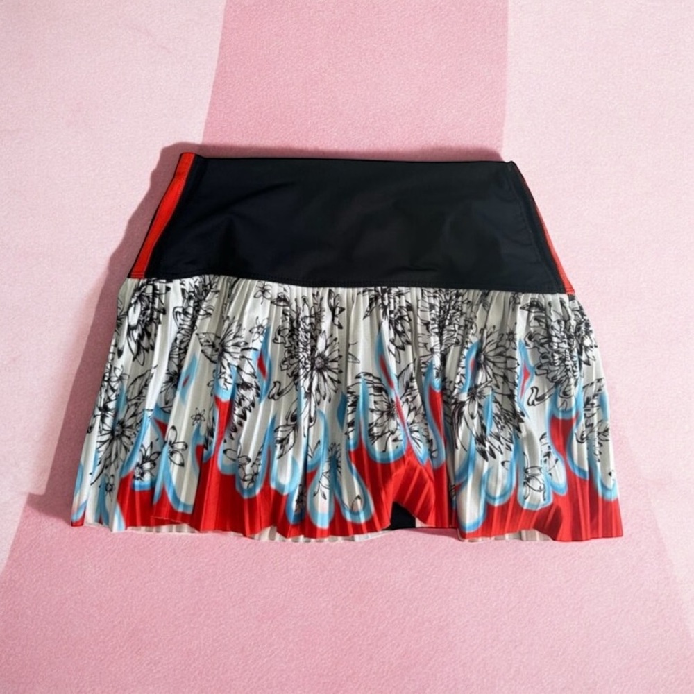 Lucky in Love Black and Red Floral Skort